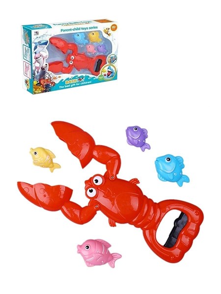 Игрушка для купания "Красный краб с рыбками" в коробке 44b73c60d4e211ef0a8 - фото 1694247